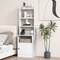 Bedside Tables Tall Nightstands with 5 Open Shelf and 2-Tier Storage Cabinet, Charging Station